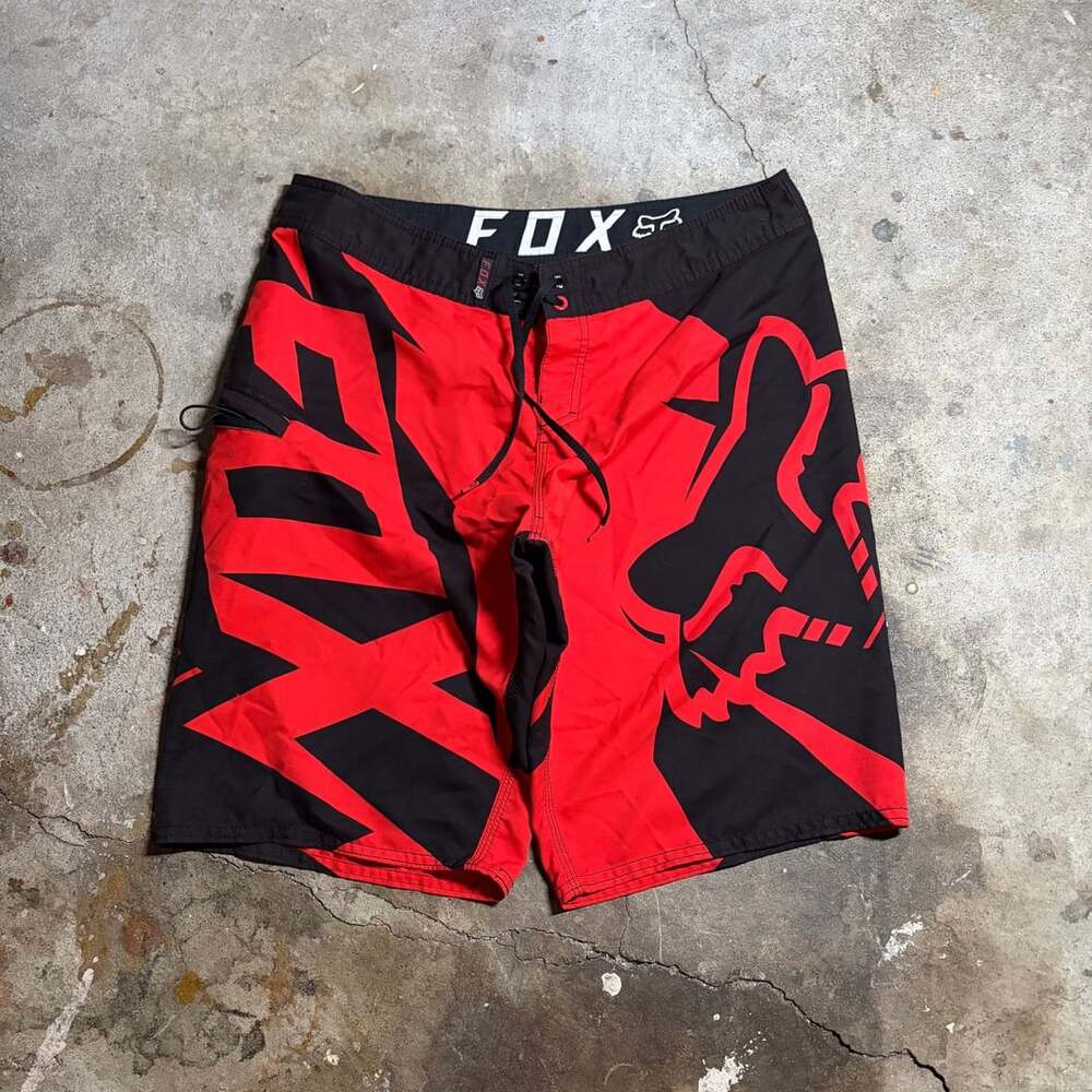 Fox Racing Board Shorts Swim Trunks Red Black Size 33